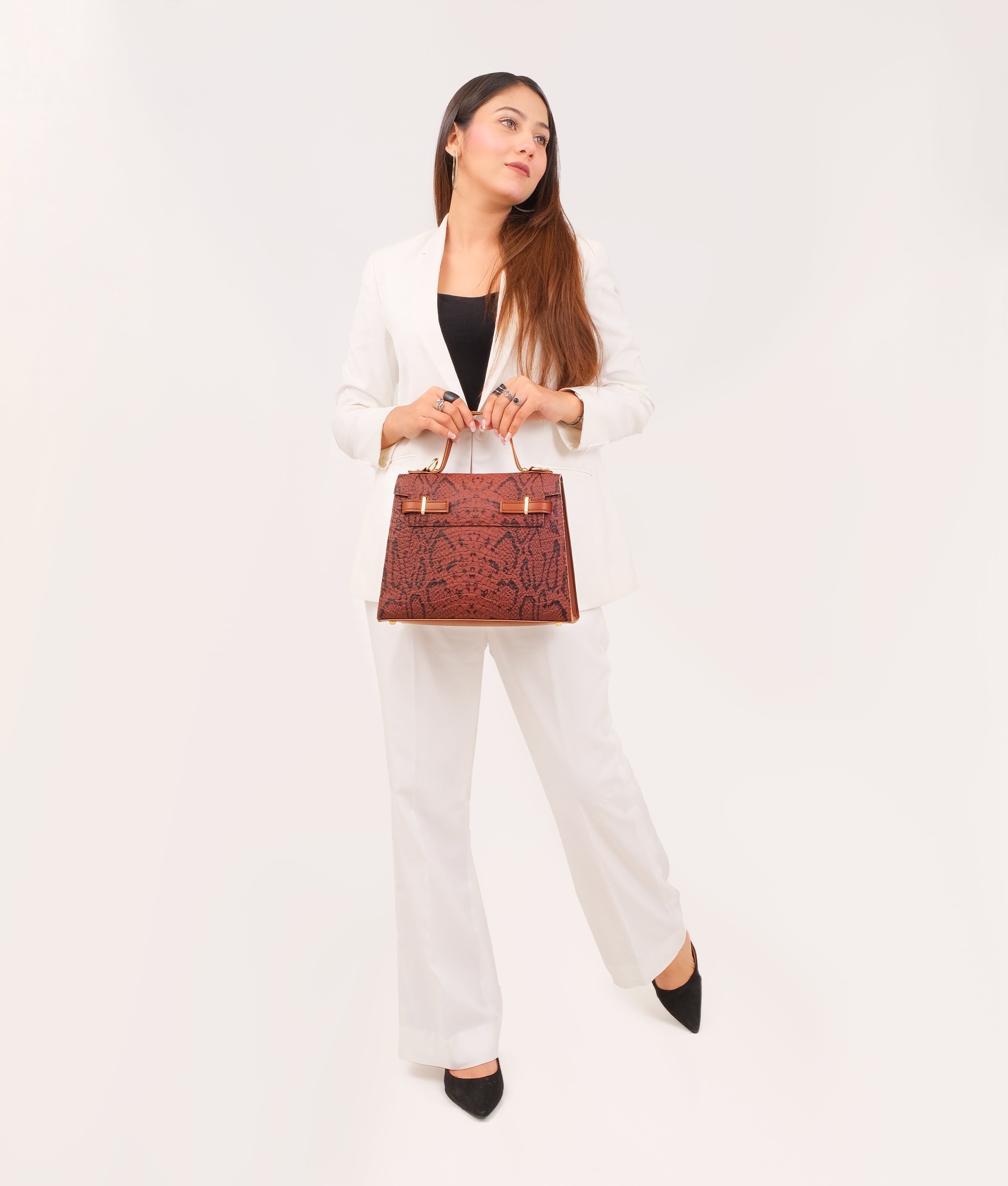 Brown crocoDiorle cross-body bag with top-handle