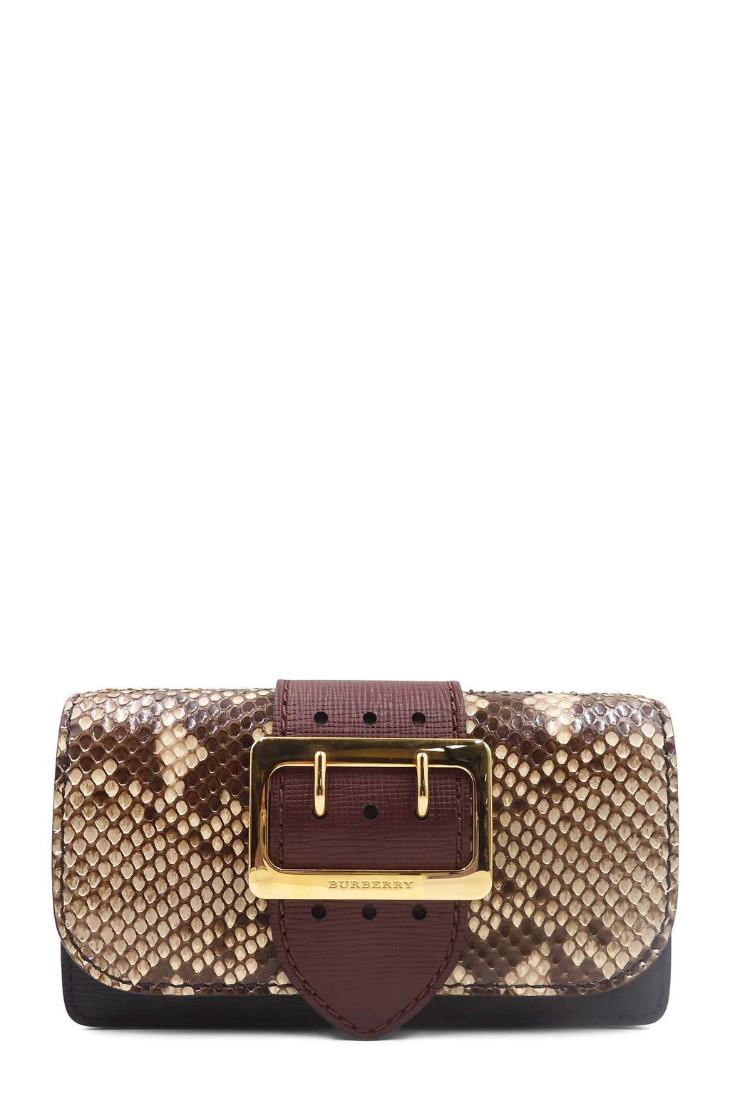 Small Python Buckle Belt Shoulder Bag Maroon Brown