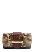 Small Python Buckle Belt Shoulder Bag Maroon Brown
