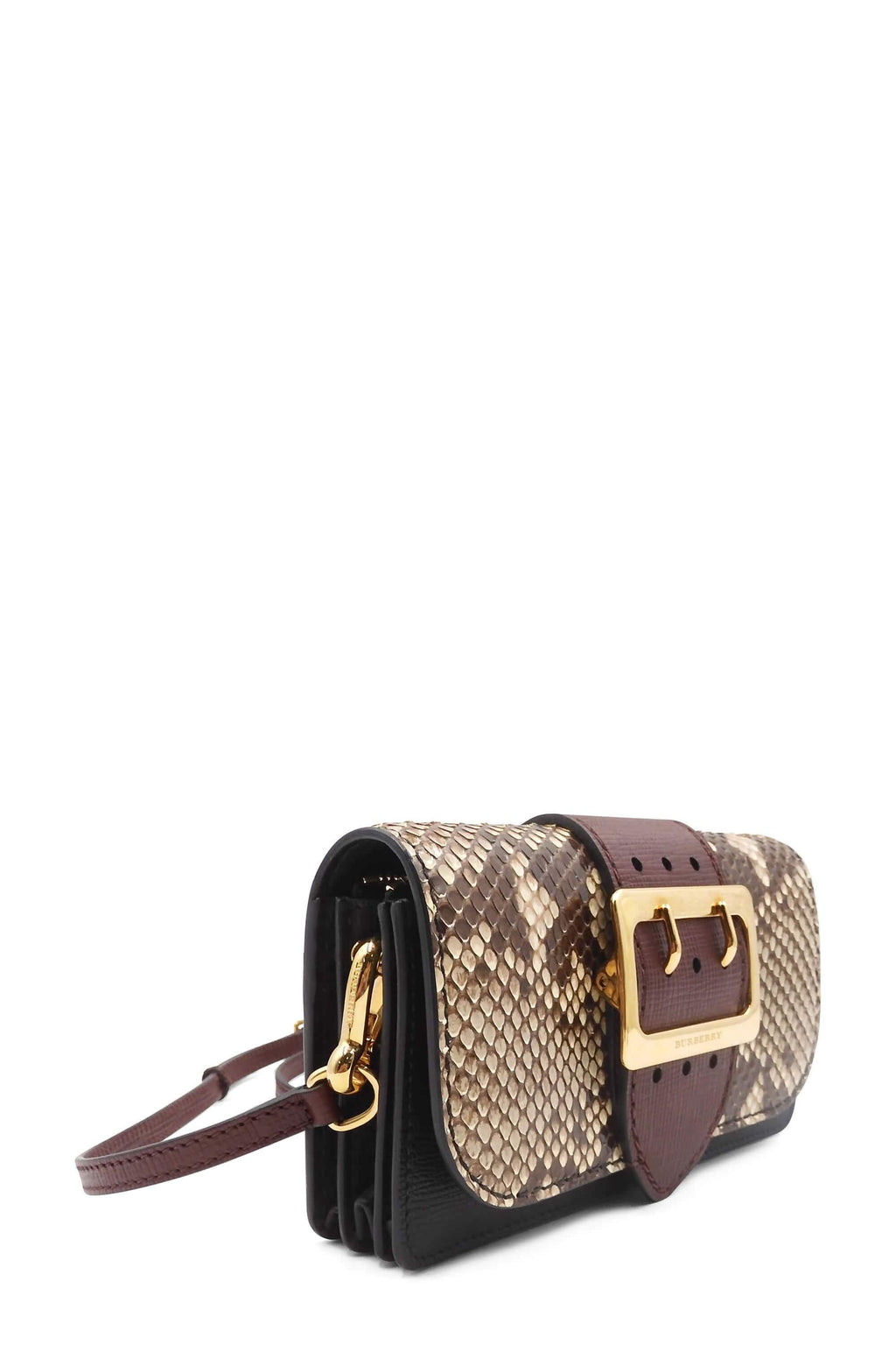 Small Python Buckle Belt Shoulder Bag Maroon Brown