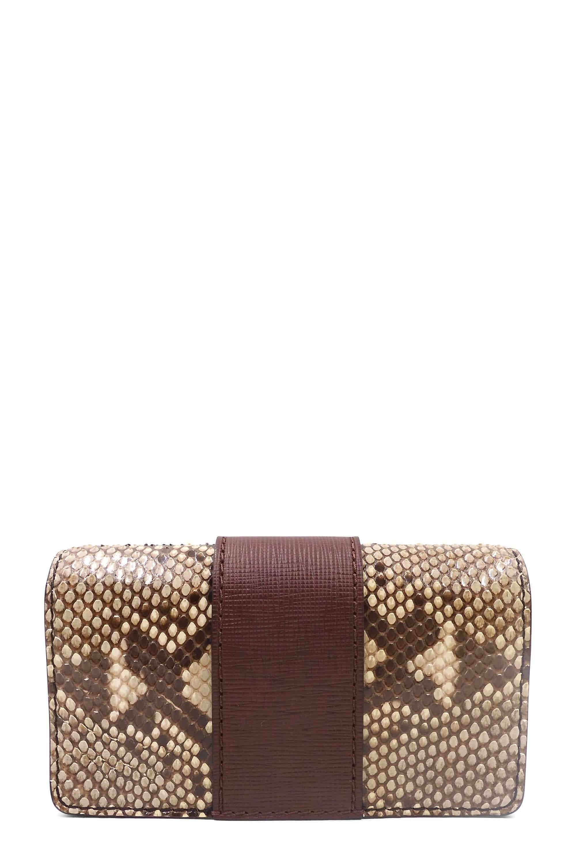 Small Python Buckle Belt Shoulder Bag Maroon Brown