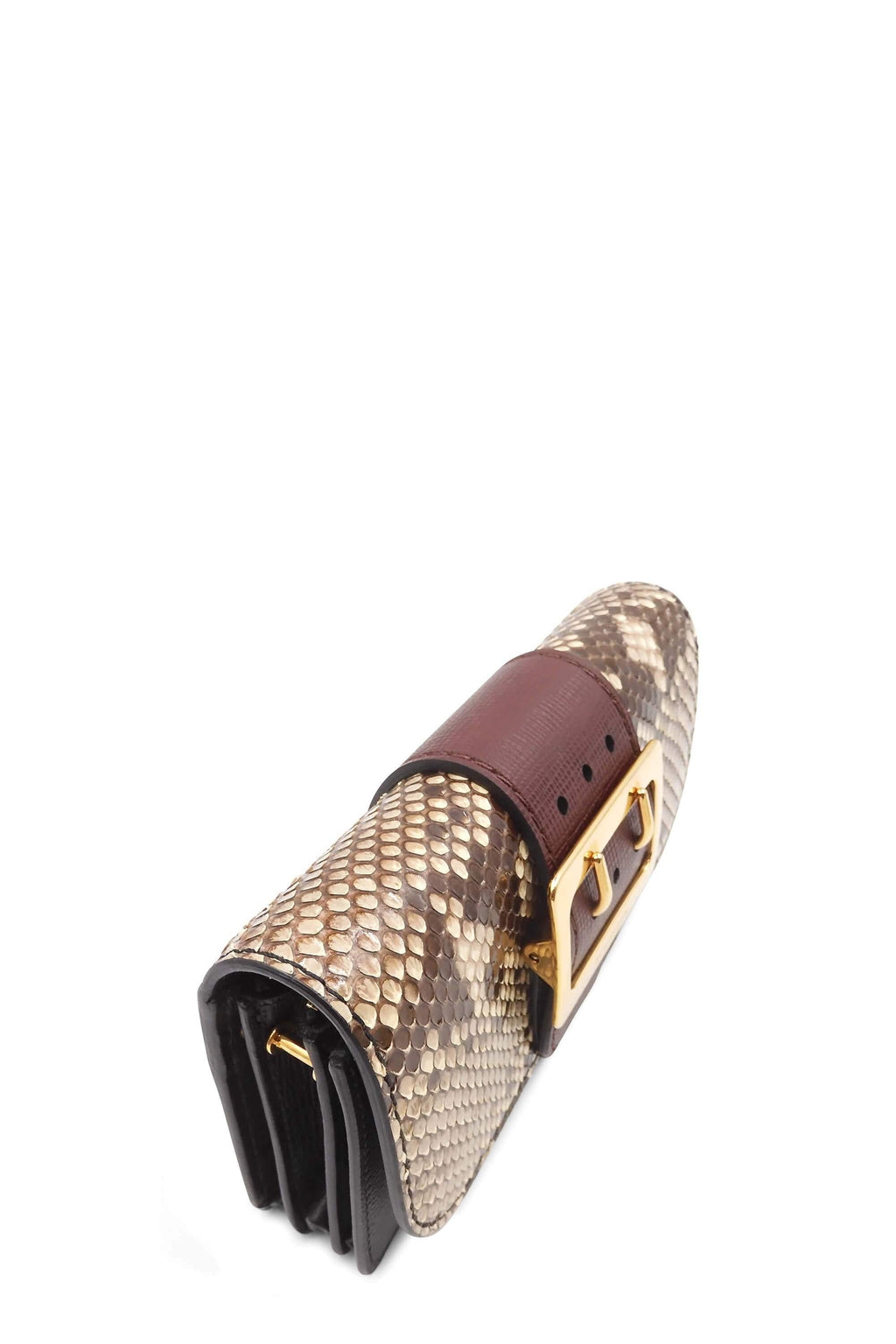 Small Python Buckle Belt Shoulder Bag Maroon Brown