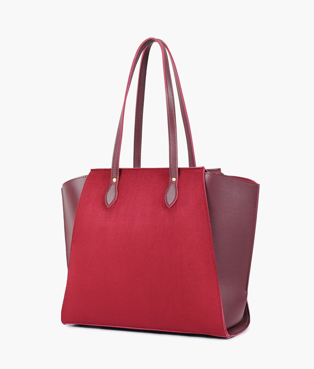 Burgundy suede classic tote bag