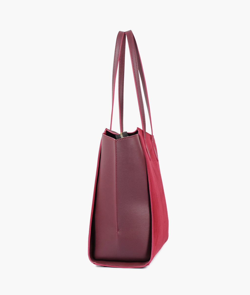Burgundy suede classic tote bag