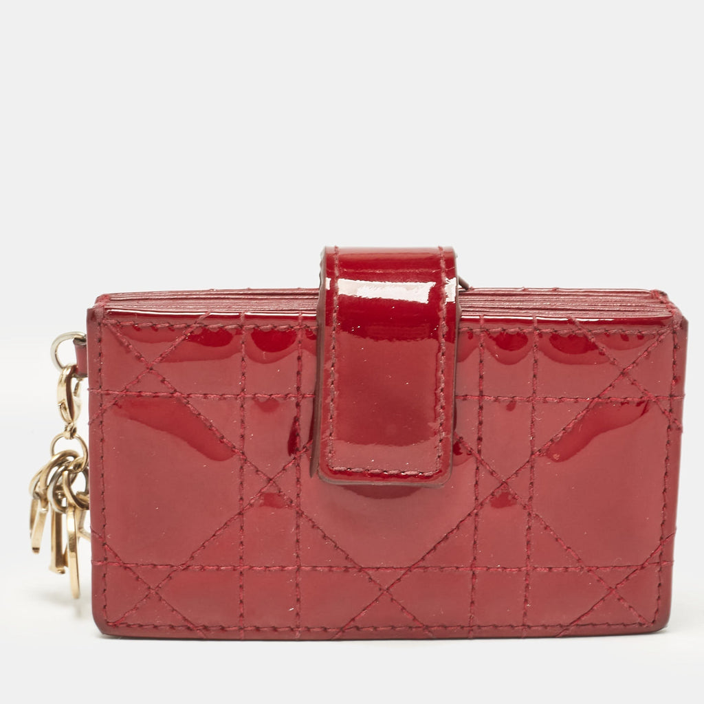 Dior Red Cannage  Leather Jasmine Card Holder