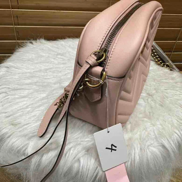 Gucci Gucci Marmont Shoulder Bag, Pink, Matelasse Leather, Small