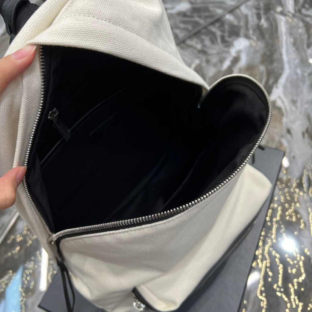 Top Quality City Backpack In Canvas Unisex For Women 13.8in/35cm White YSL