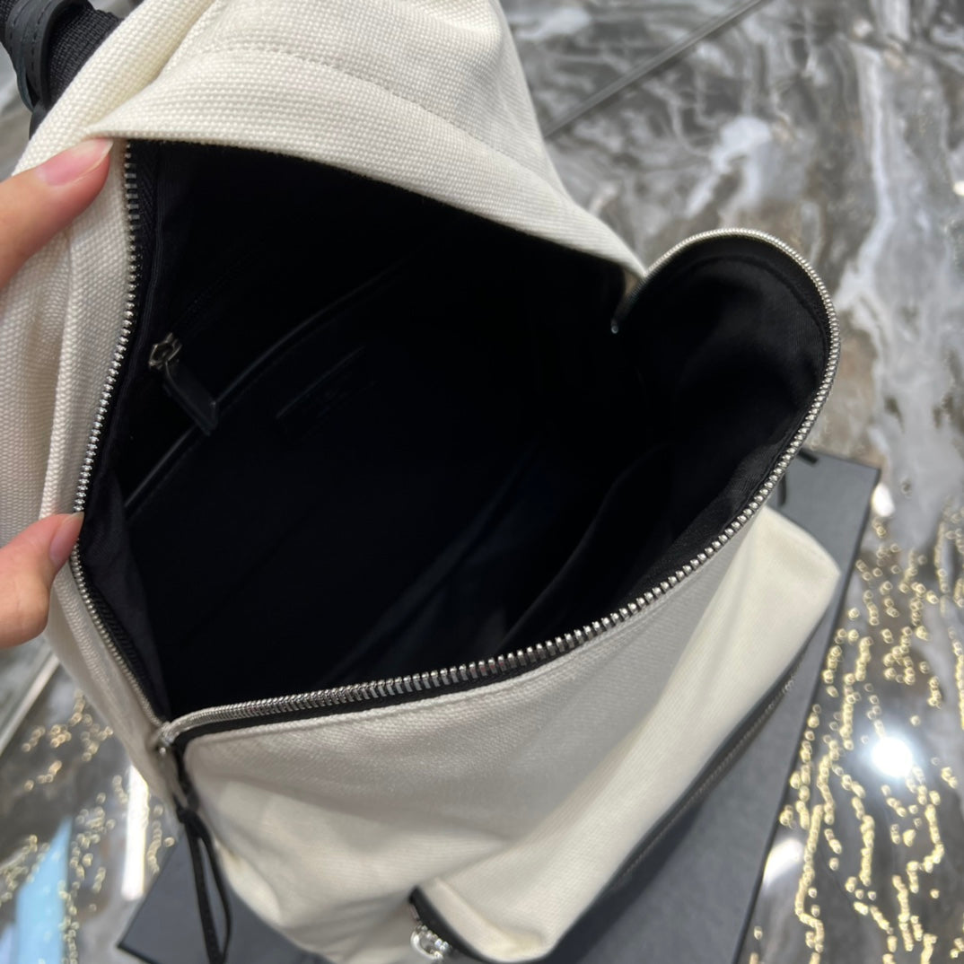 Top Quality City Backpack In Canvas Unisex For Women 13.8in/35cm White YSL