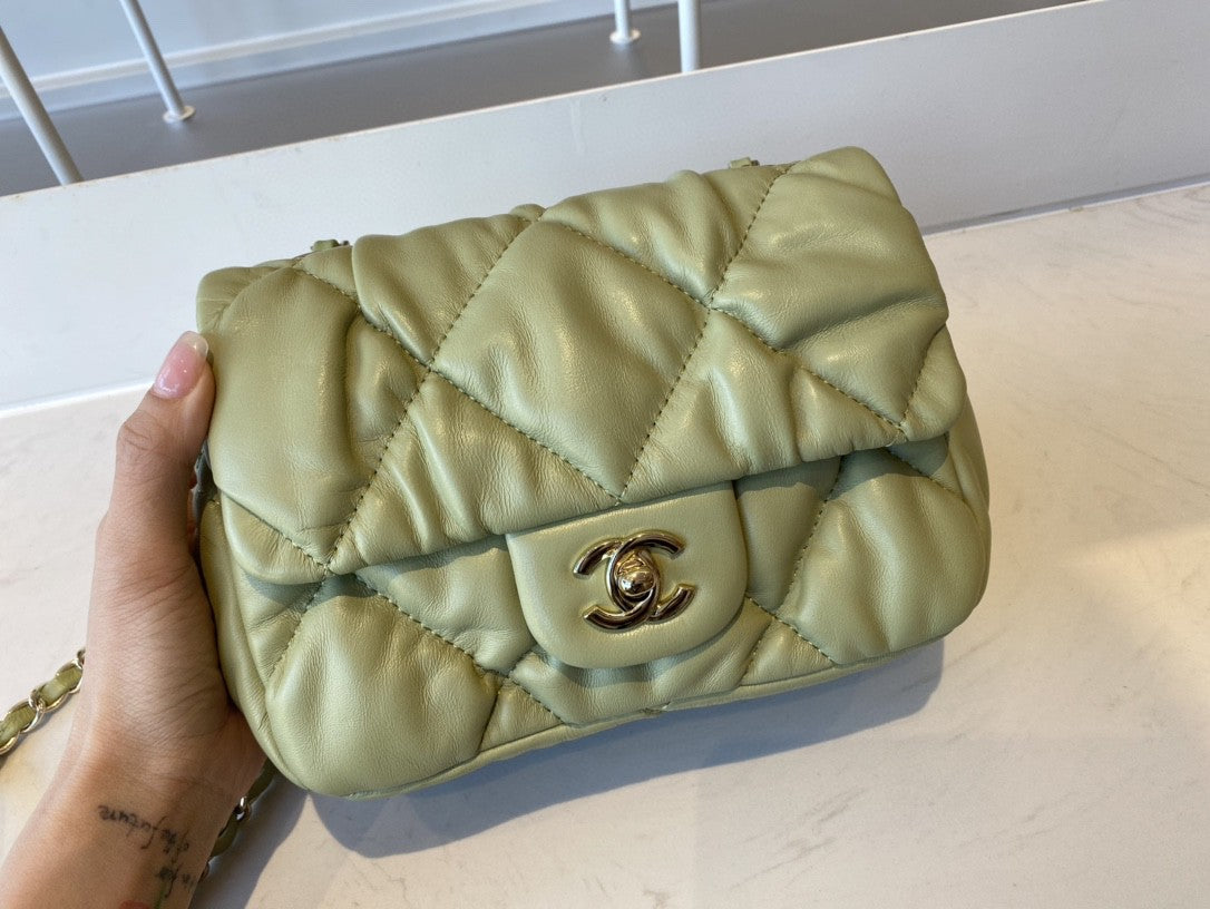 ChanelSmall GlamIap Bag Gold Hardware Green For Women Handbags, Shoulder Bags 7.5in/19cm AS2232