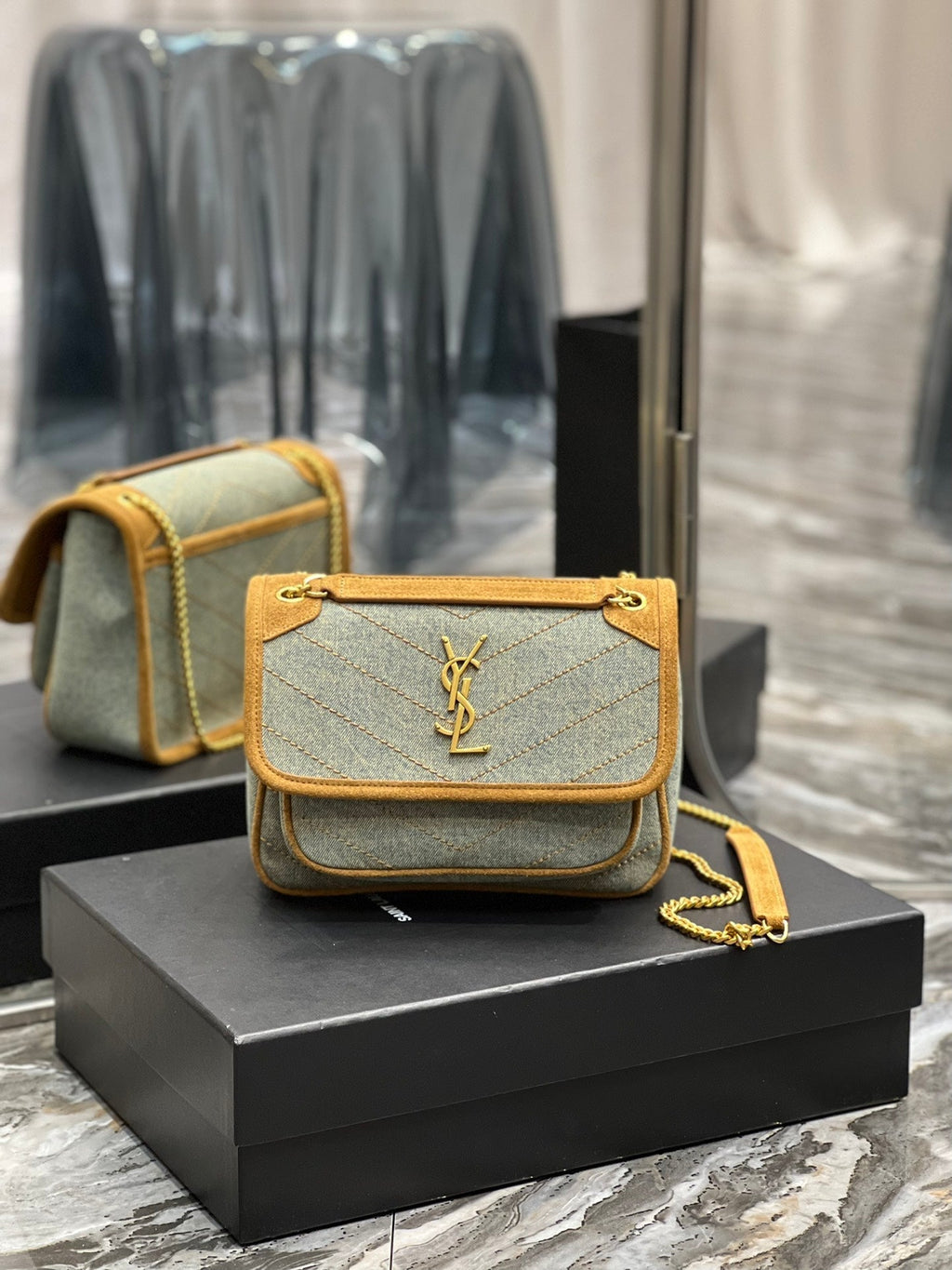 YSSL Niki Mini Chain Bag In Canvas For Women 8in/22cm YSL