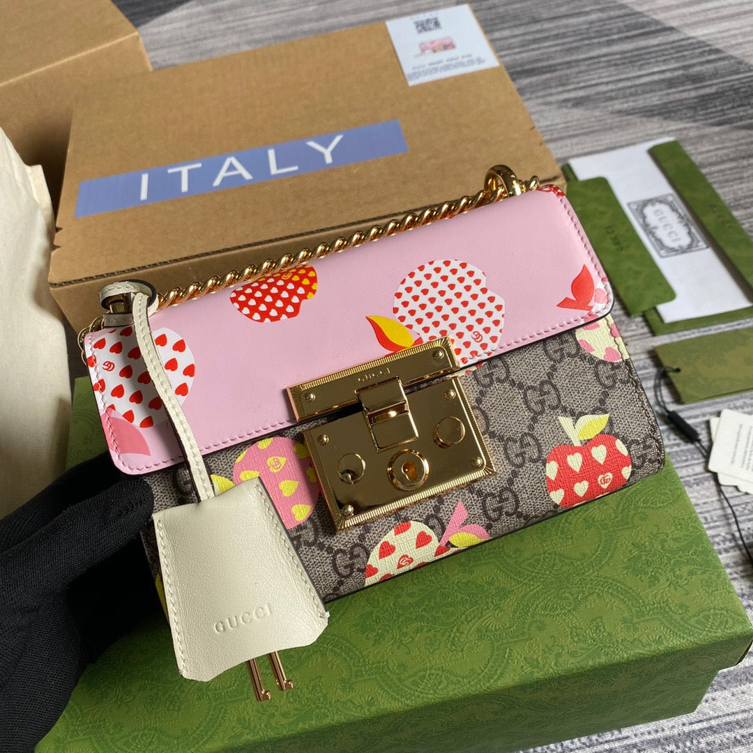 Padlock Small Strawberry Shoulder Bag Beige For Women, Women’s Bags 7.9in/20cm Glami