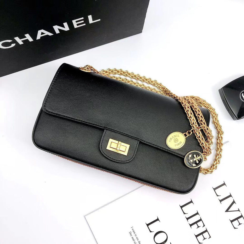 ChanelMaroon Medallion Nude Reissue 2.55 Classic 225 GlamIap Black Bag For Women 24cm/9.4in