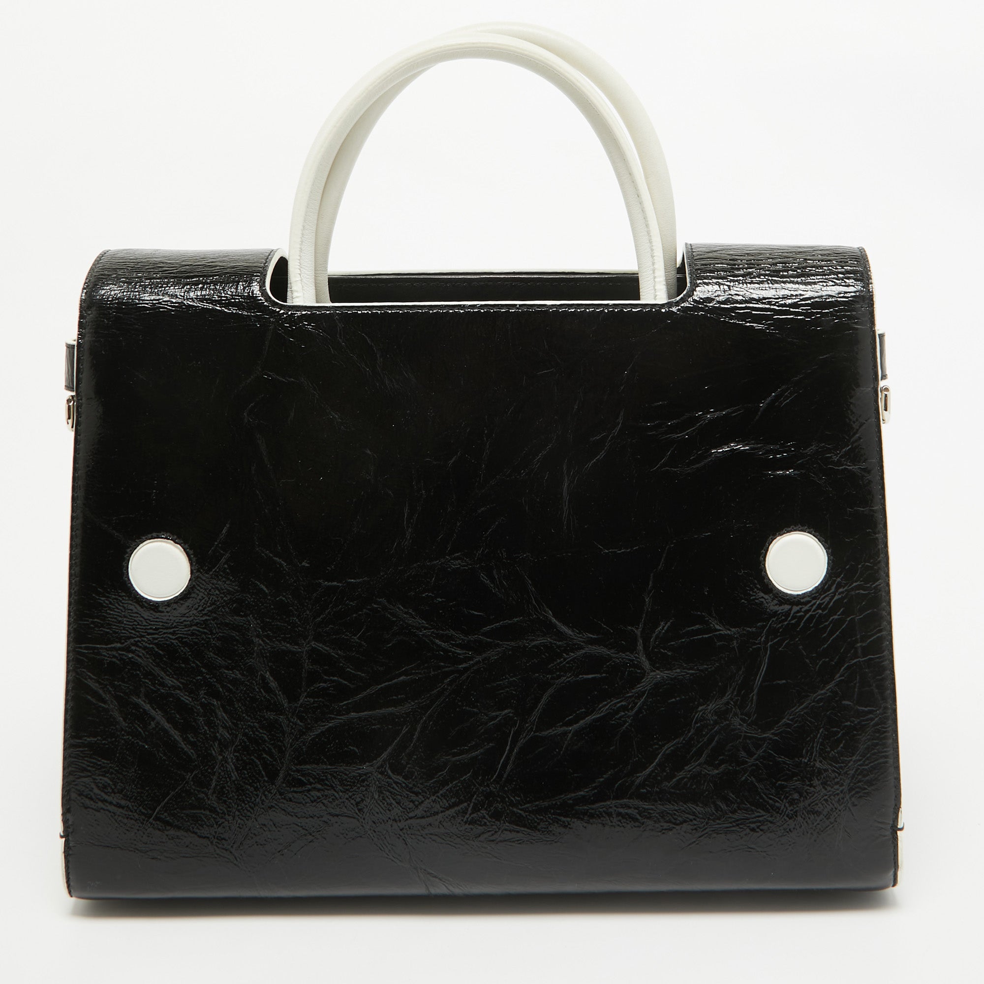 Dior Black/white Crinkled  Leather Medium Diorever Top Handle Bag