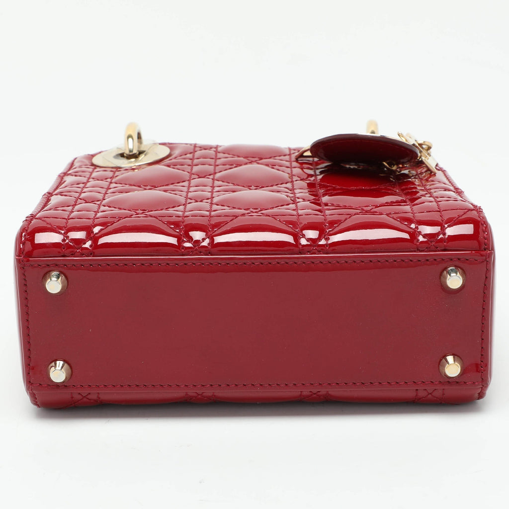 Dior Red Cannage  Leather Mini Chain Lady Dior Tote