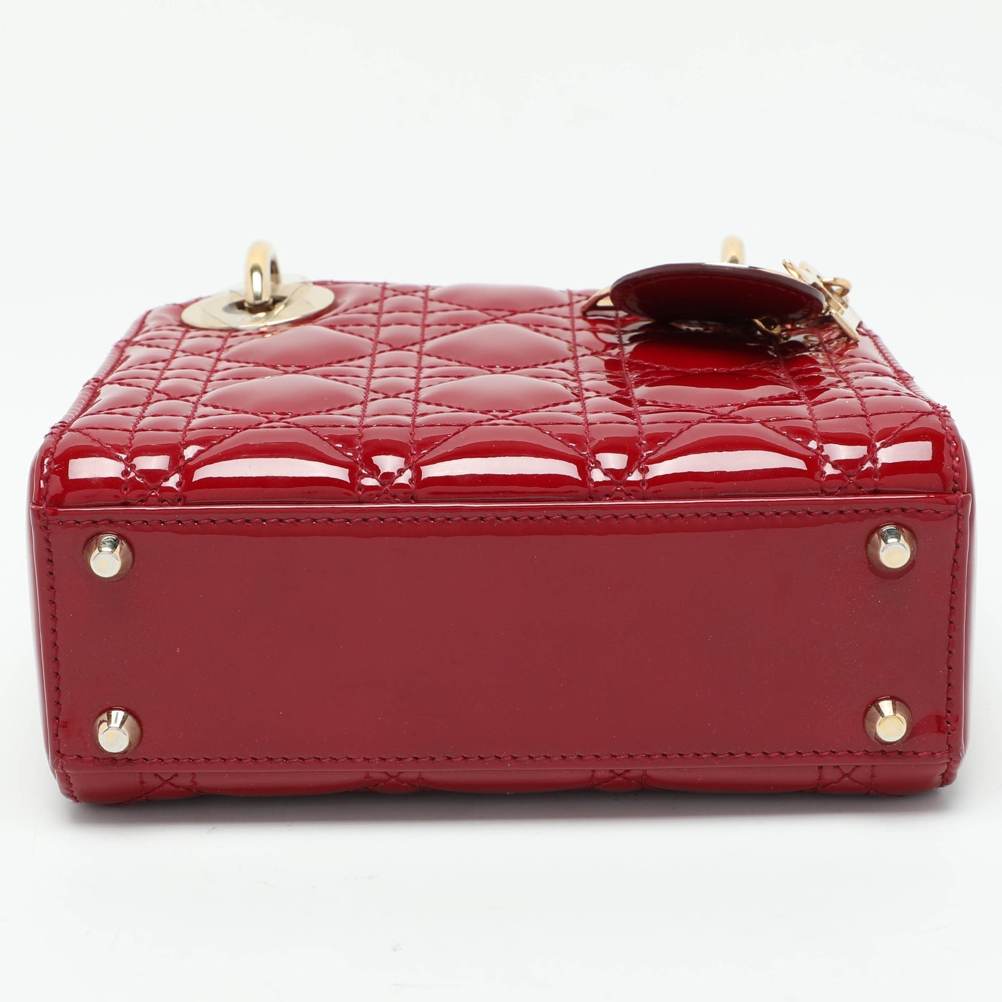 Dior Red Cannage  Leather Mini Chain Lady Dior Tote