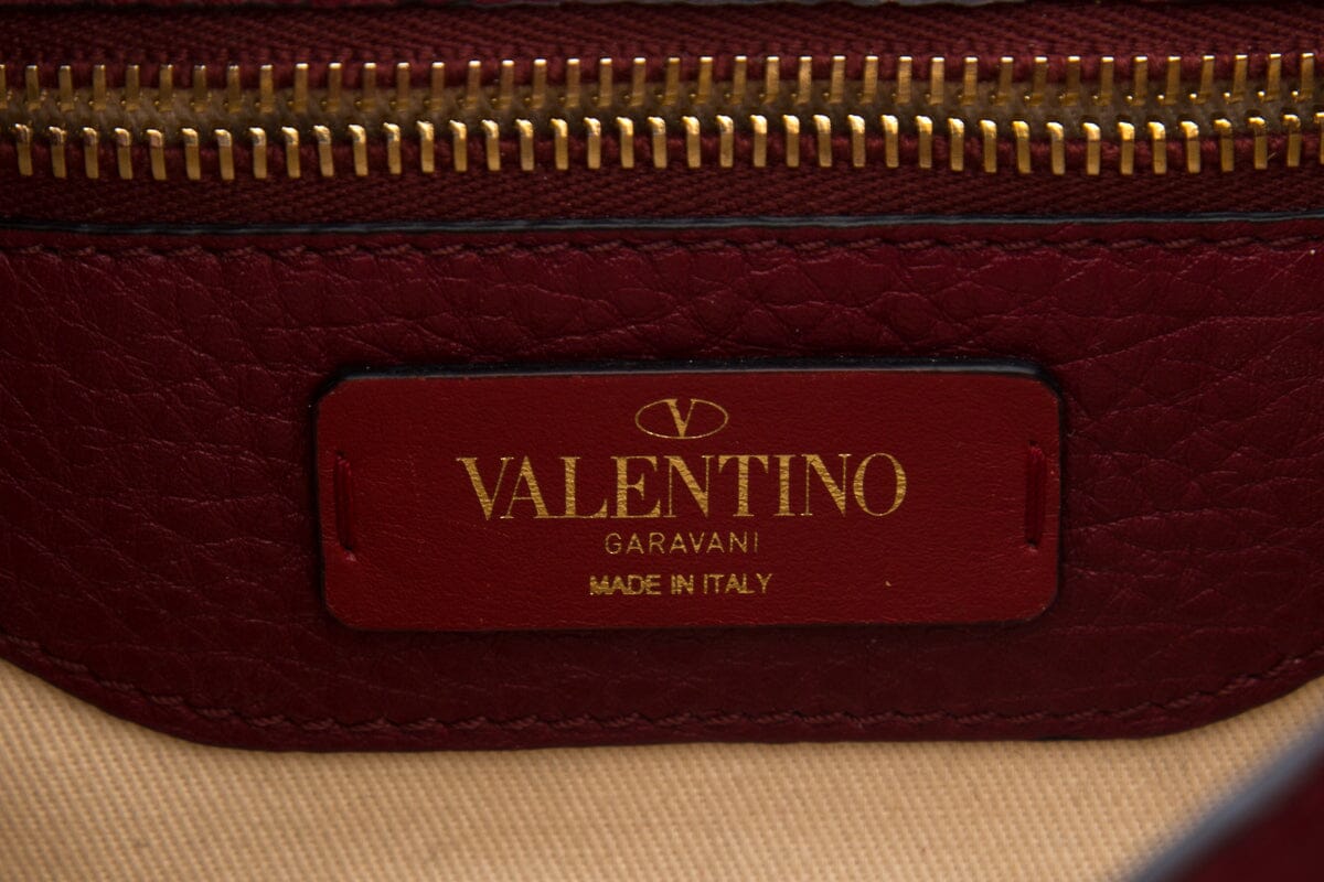 Valentino Red Grained Leather Shoulder Handbag