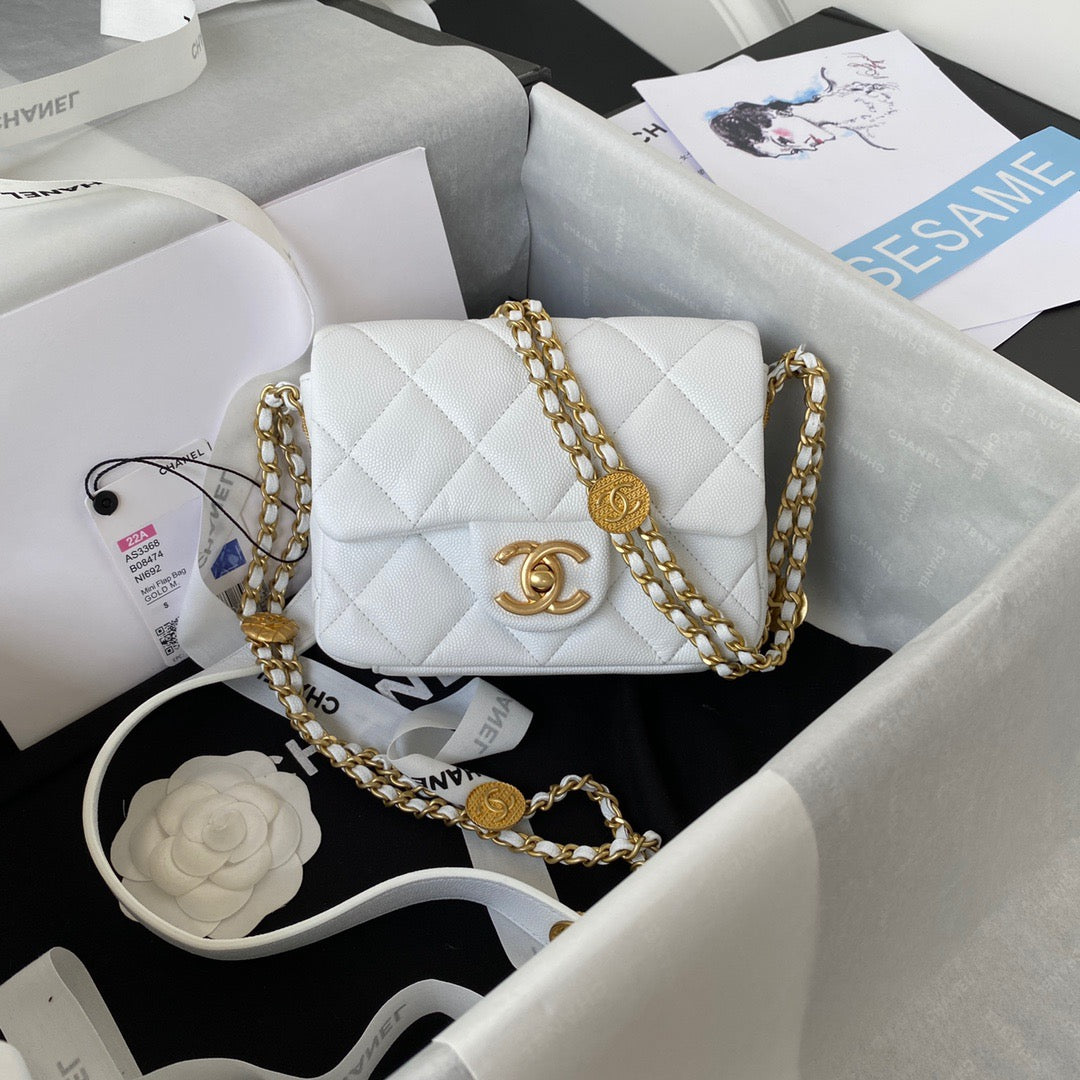 ChanelMini GlamIap Bag With Top Handle Gold Hardware White For Women Handbags, Shoulder Bags 7.9in/20cm AS2431Ã‚Â 