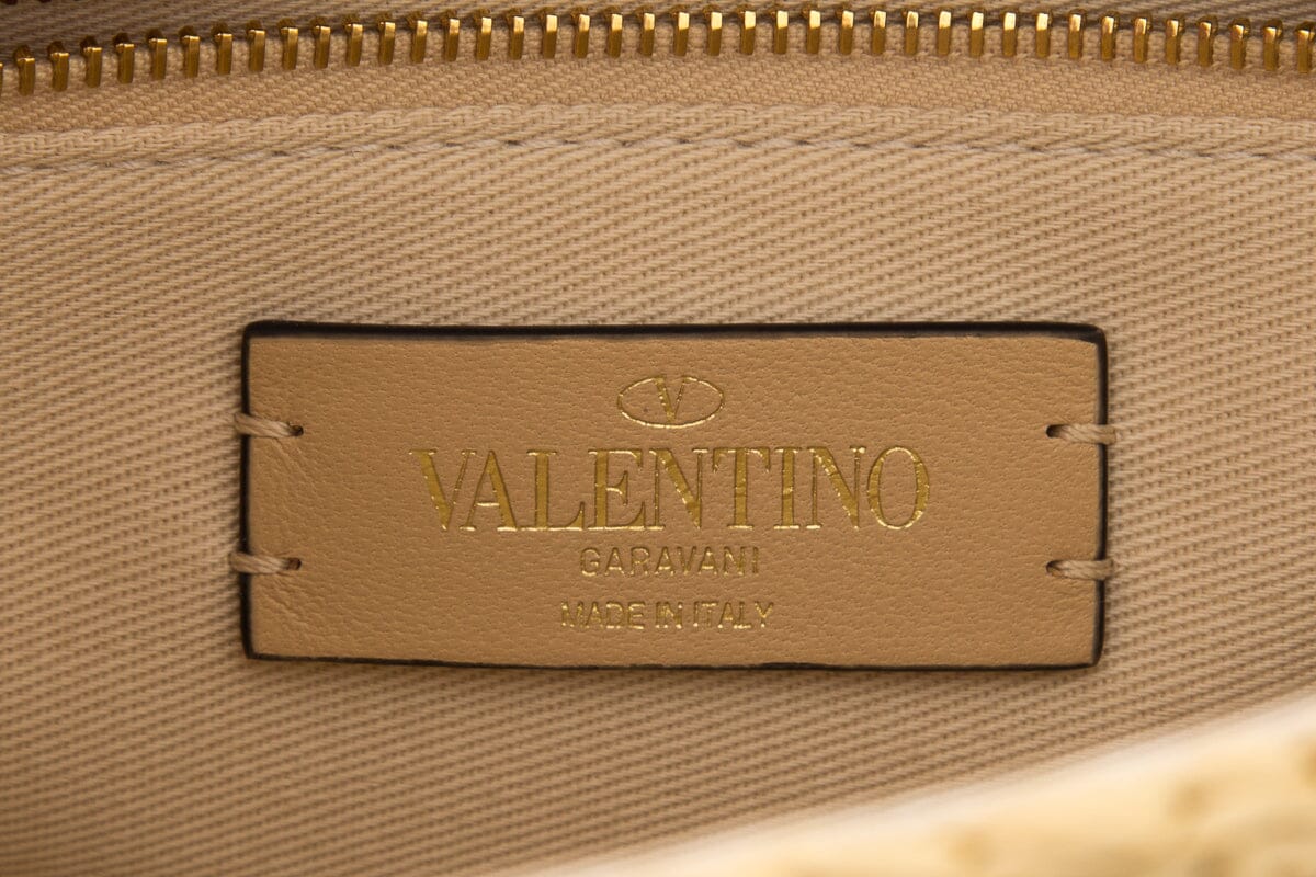 Valentino Medium Roman Stud Raffia Shoulder Bag