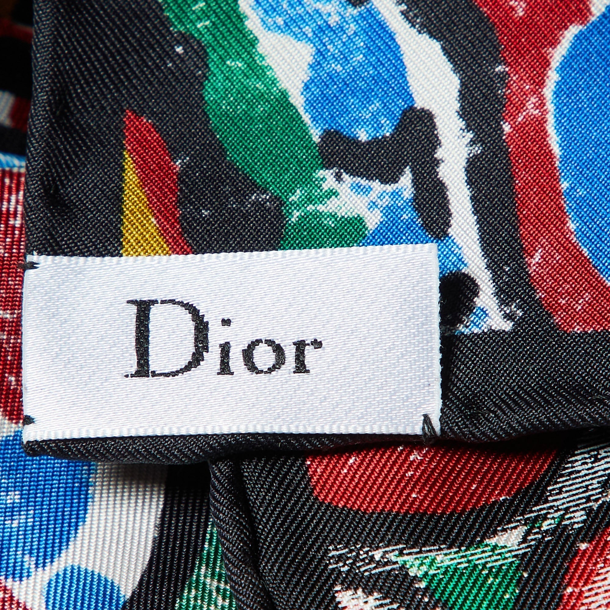 Dior Multicolor Butterfly Print Silk Square Scarf
