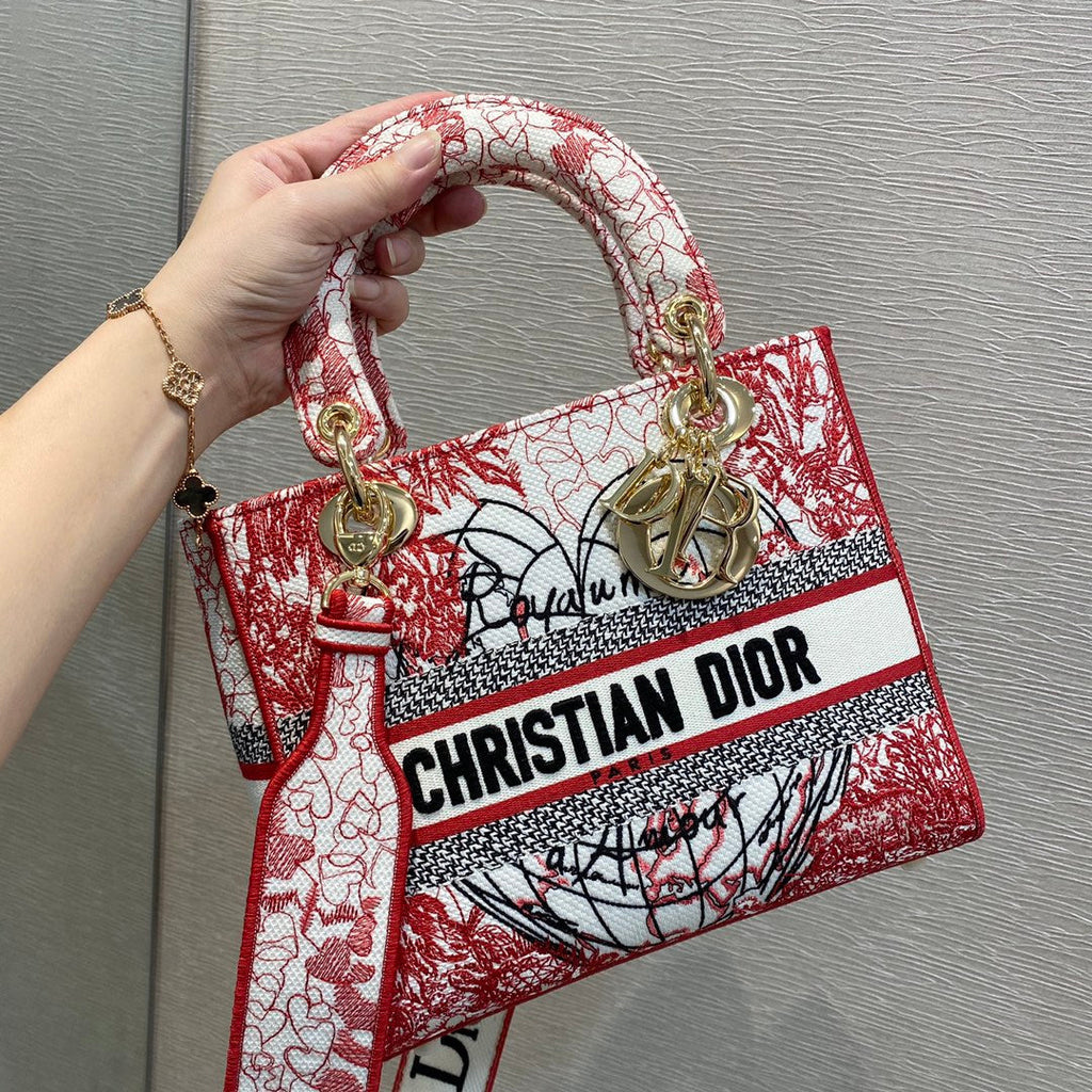 Dior MeDiorum Lady D-Lite Bag, Red Handbags, Crossbody Bags, 24cm CD
