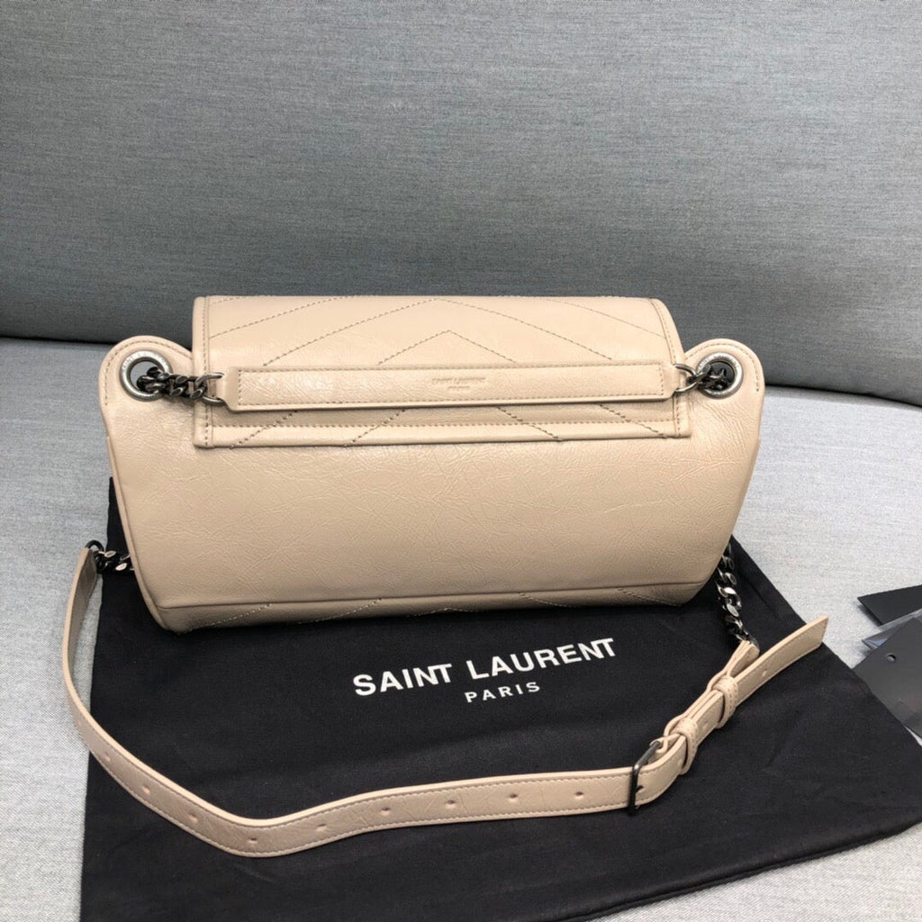 Saint Laurent Niki MeDiorum Crinkled Shoulder Bag Beige For Women 11in/28cm YSL