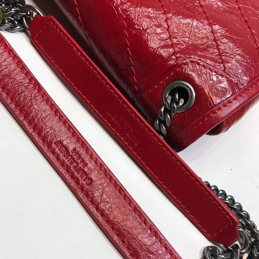 YSSL Niki Baby Chain Bag In Crinkled  Red For Women 8in/21cm YSL