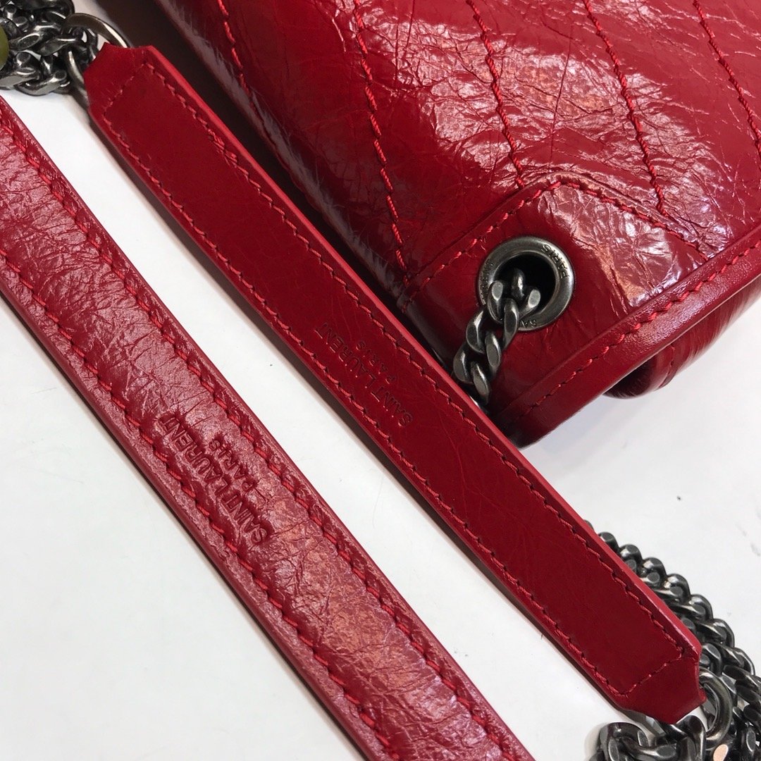 YSSL Niki Baby Chain Bag In Crinkled  Red For Women 8in/21cm YSL