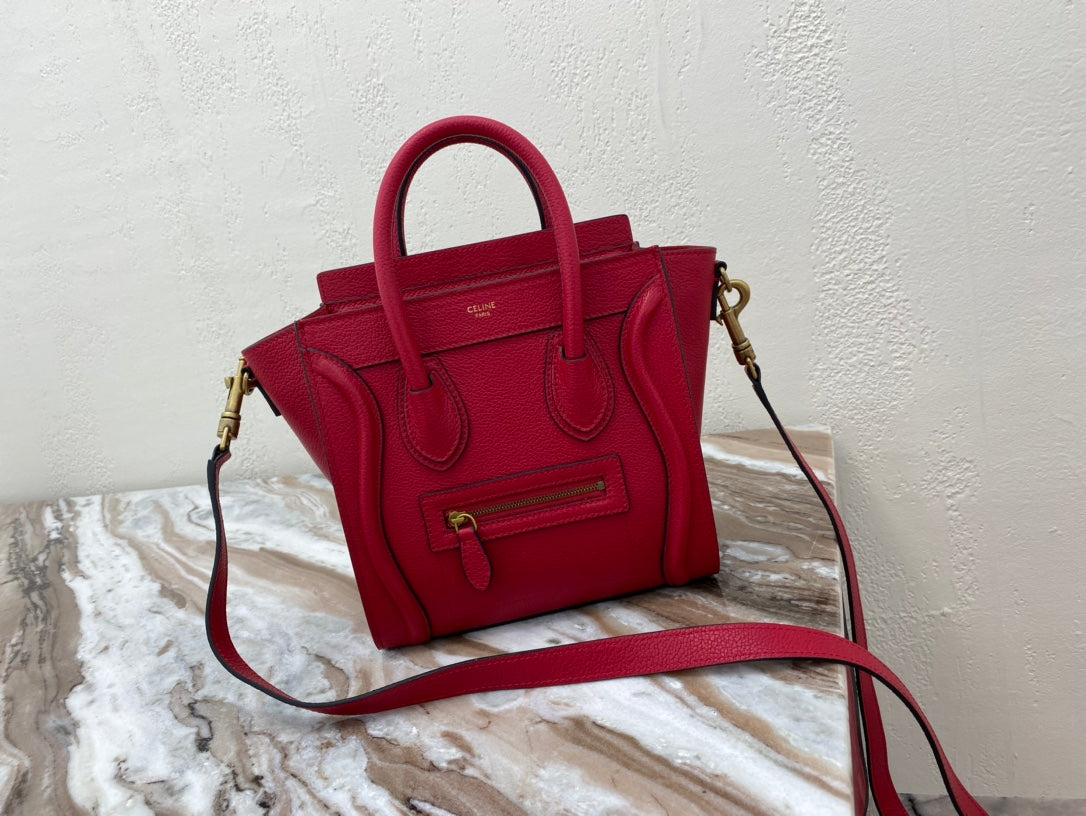 Top Quality Nano LuGucciage Bag In Drummed Red For WomLB 8in/20cm 