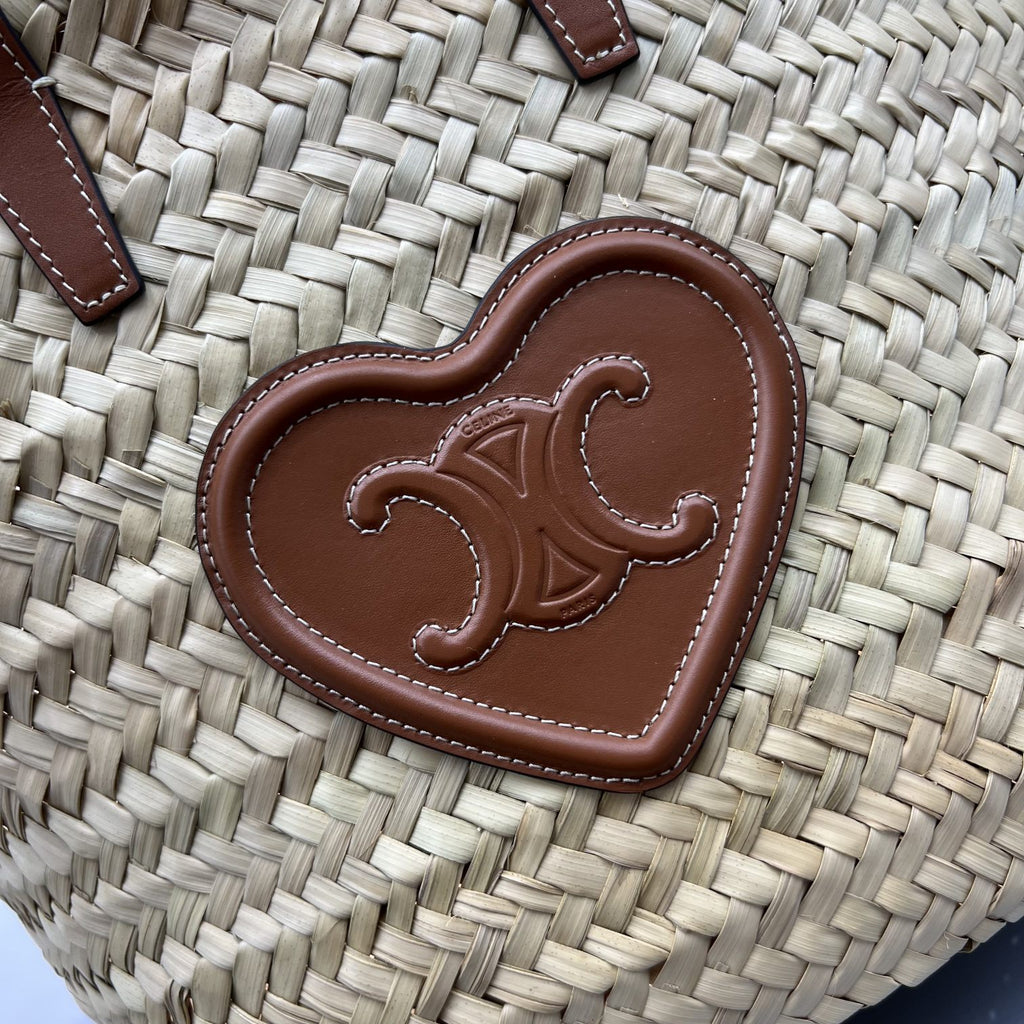 GLAMI Teen Triomphe GLAMI Classic Panier In Palm Leaves With Heart Patch Brown For Women 10in/25cm 194002DUI.04LUÃ‚Â 