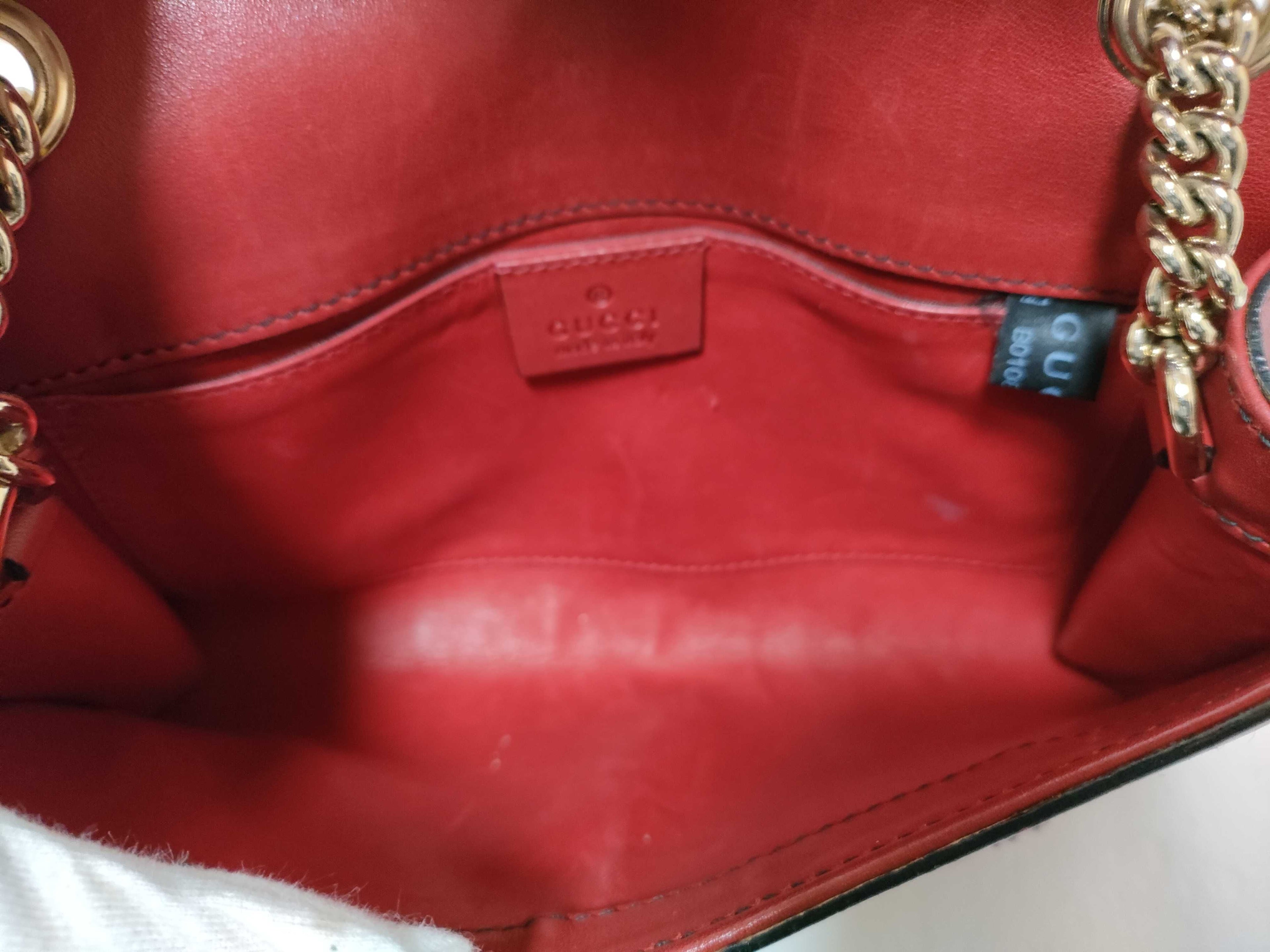 Gucci Emily Chain Flap Bag Leather Red Leather Shoulder Bag Bag (Pre-Owned)