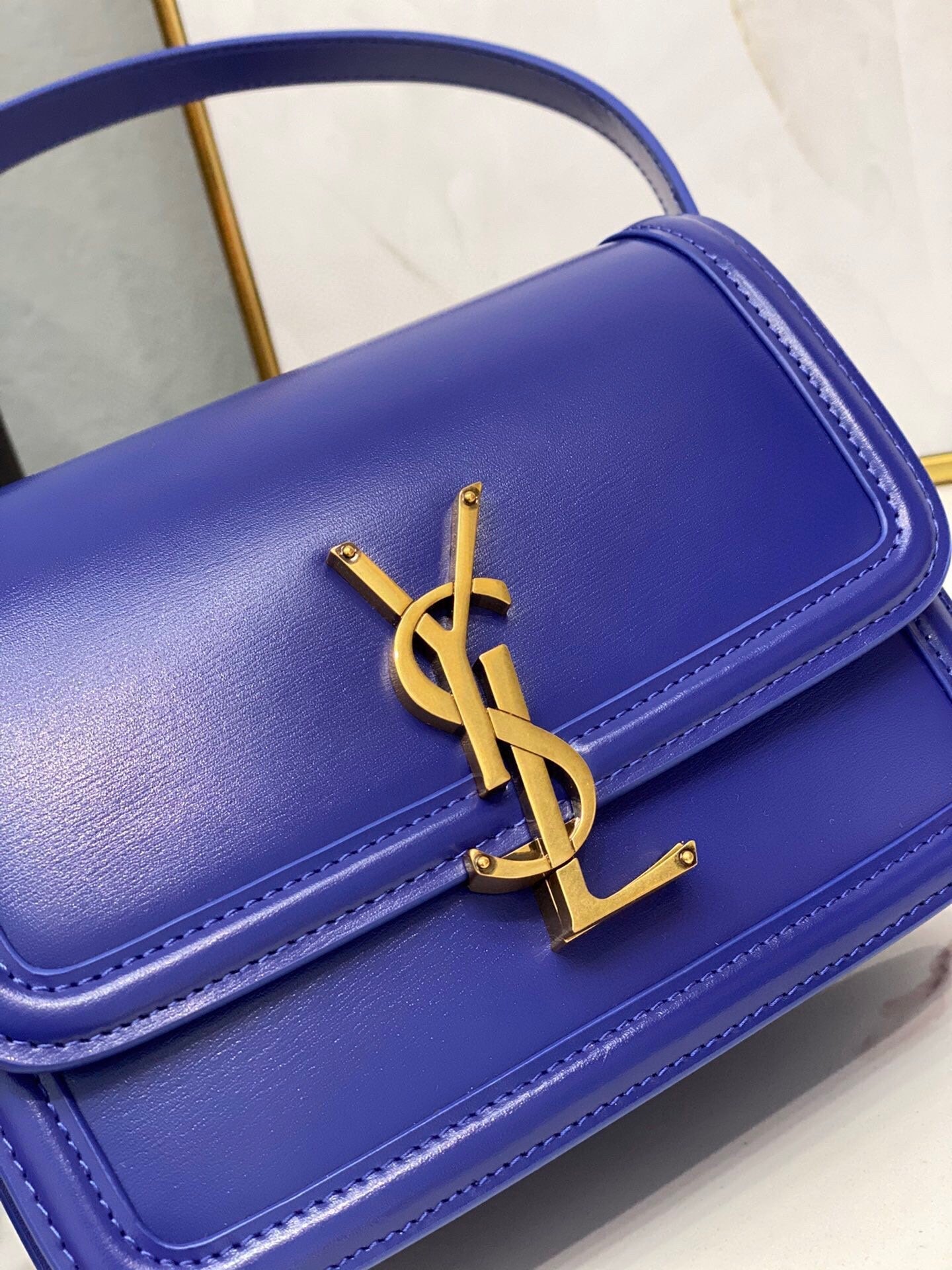 YSSL Solferino Medium Satchel In Box Navy Blue For Women 9in/23cm YSLÂ 6343050SX0W4147
