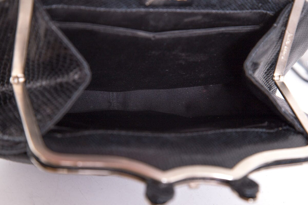 Judith Leiber Vintage Black Snake & Crystal  Clutch