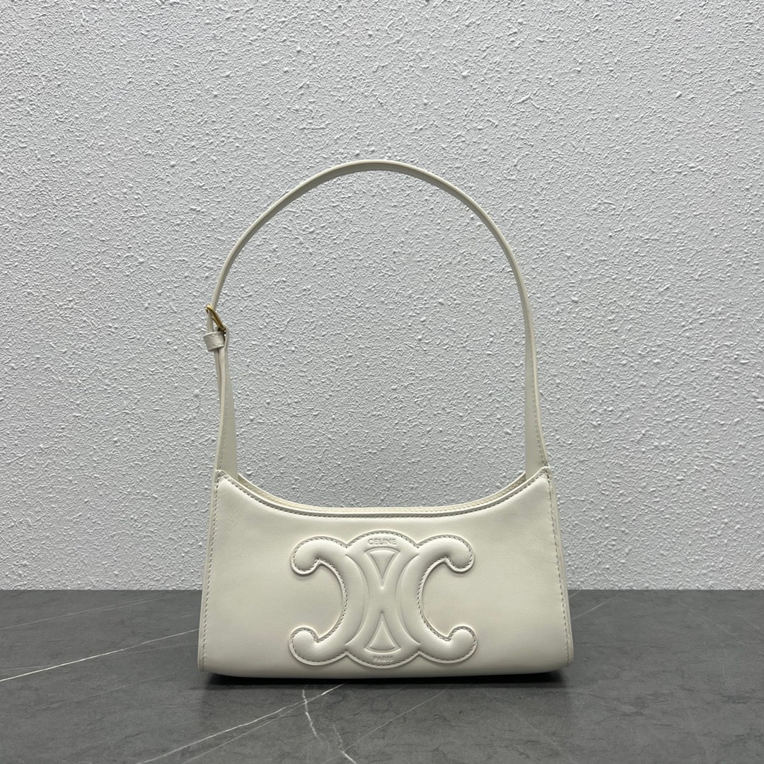 Cuir Triomphe Shoulder Bag White For Women 9.4in/24cm