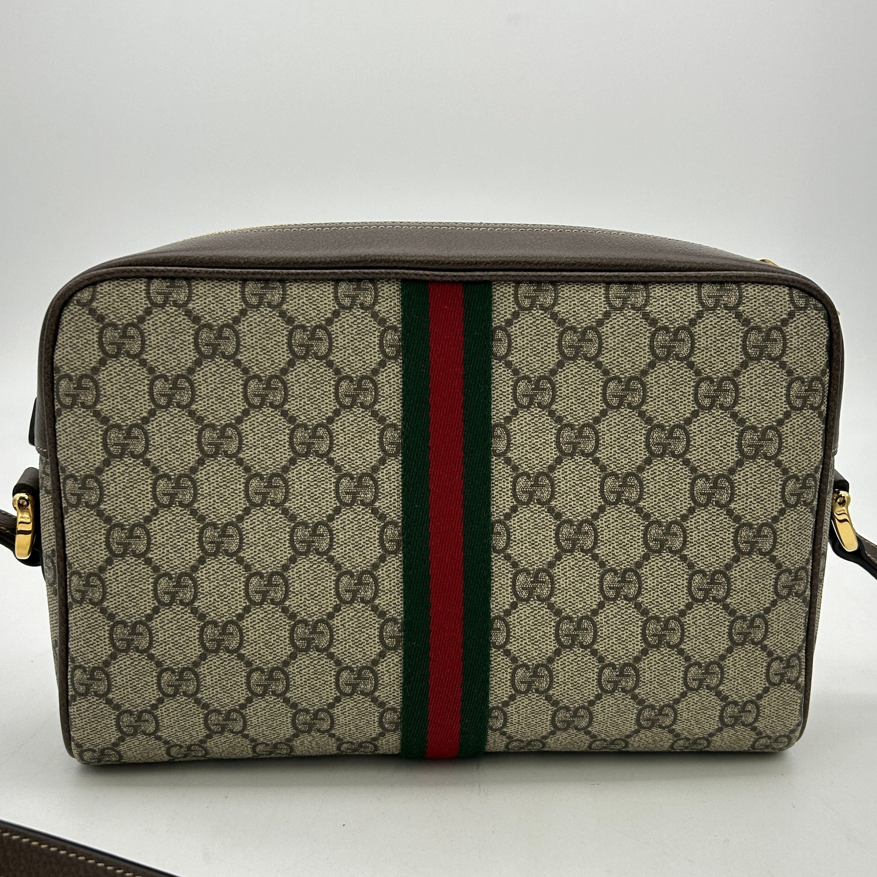 GUCCI GG Supreme Monogram Web Small Ophidia Shoulder Bag Brown 2101218346466