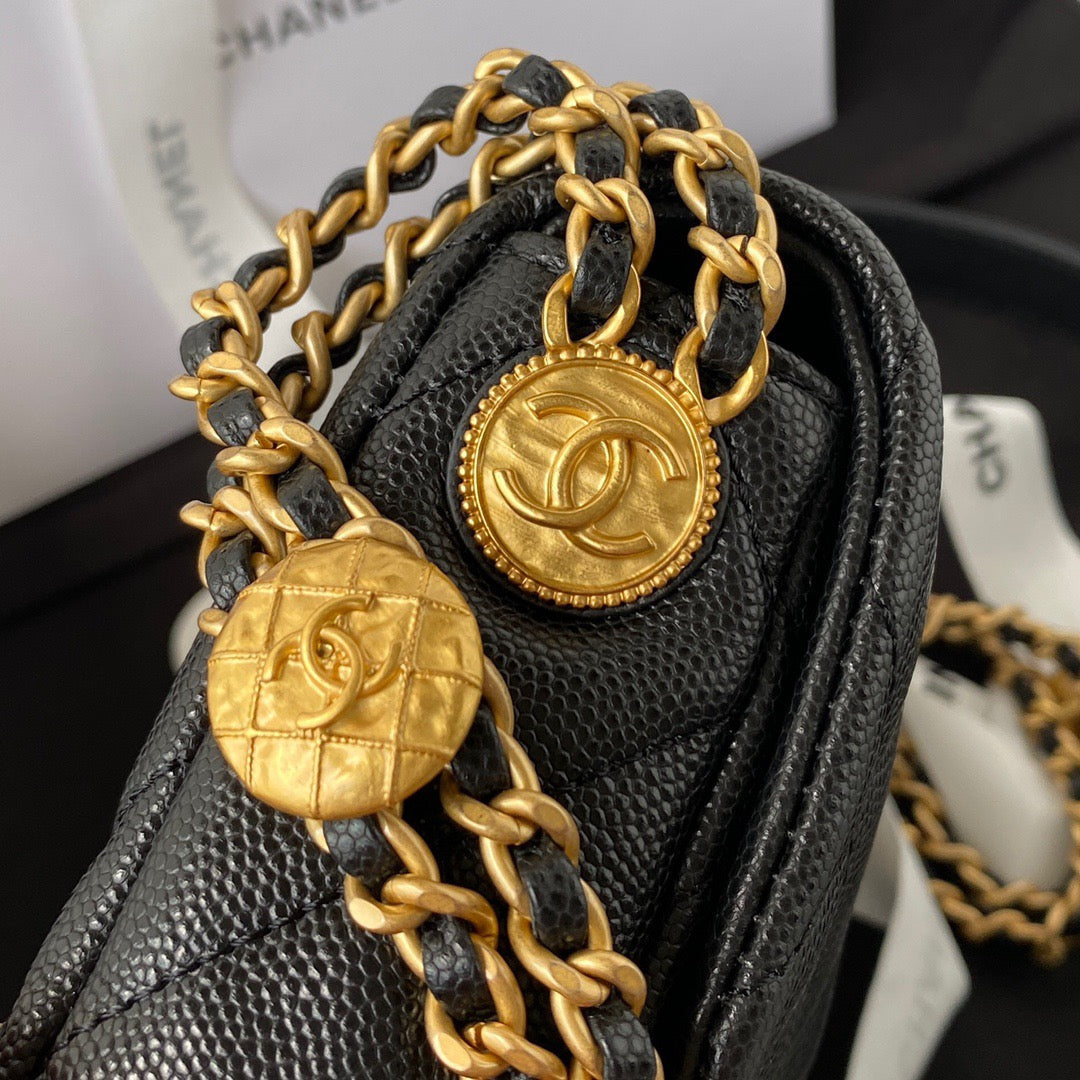 ChanelMini GlamIap Bag With Top Handle Gold Hardware Black For Women Handbags, Shoulder Bags 7.9in/20cm AS2431