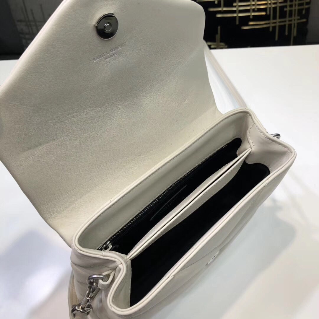 Top Quality Loulou Mini Shoulder Bag White For Women 7in/18cm YSL