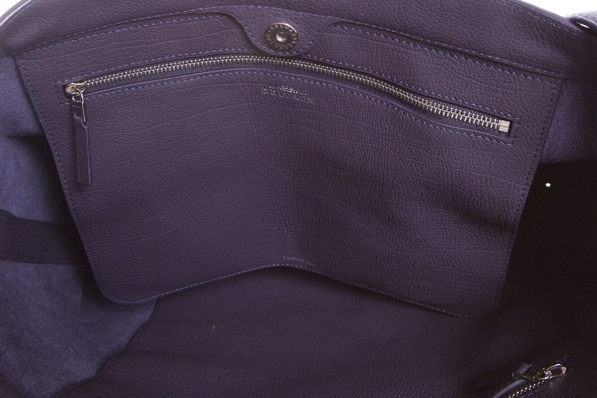 DeLouis Vuittonaux Navy Grained Leather Pin Cabas Shoulder Strap Tote