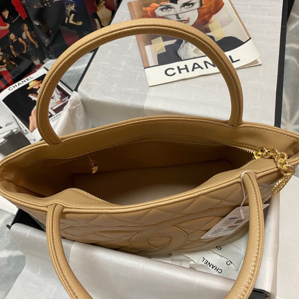 ChanelMedallion Tote Gold Hardware Caviar Yellow For Women Handbags, Shoulder Bags 15.6in/32cm