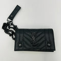 Saint Laurent V-stitch shoulder bag chain wallet black leather women's GP10143542
