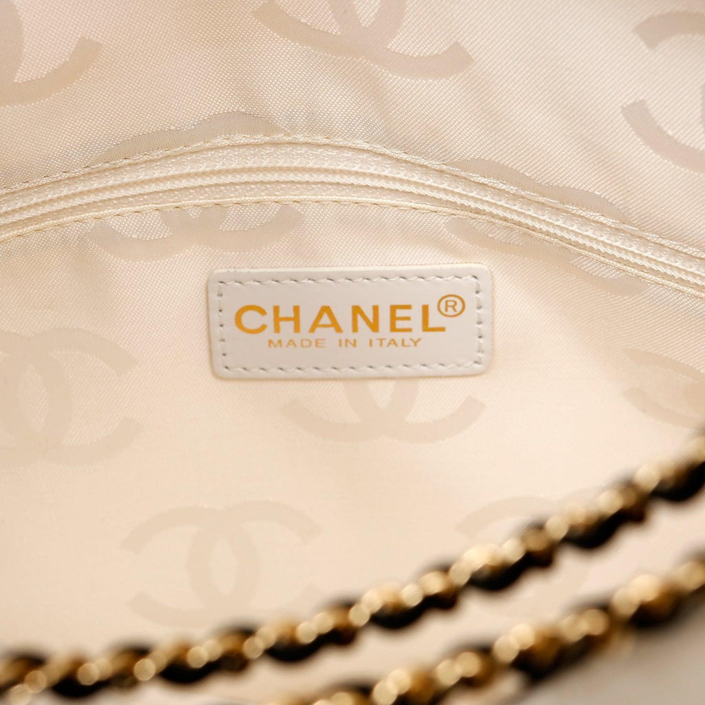 Chanel Ivory and Black Camellia Envelope Clutch with Strap