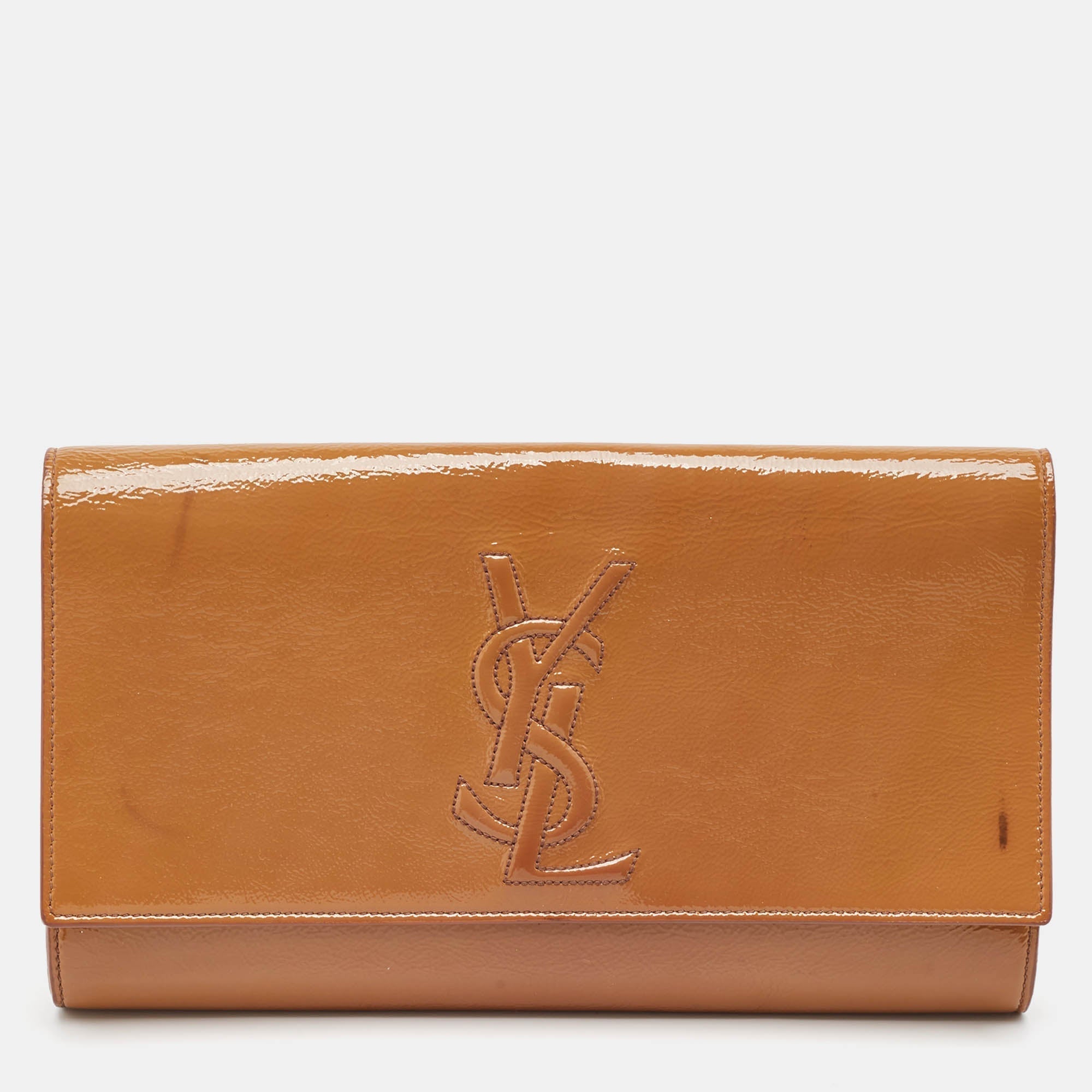 Saint Laurent Beige  Leather Belle De Jour Clutch