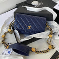 ChanelSmall Flap Bag Gold Hardware Navy Blue For Women, Women’s Handbags, Shoulder Bags 7.5in/19cm AP2840
