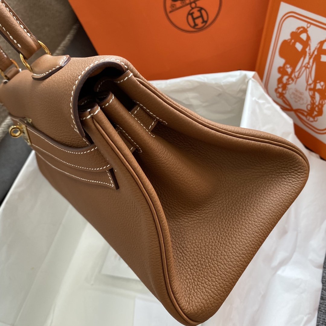 Shoulder Kelly CK37 Brown For Women Gold Color Hardware 16.5in/42cm