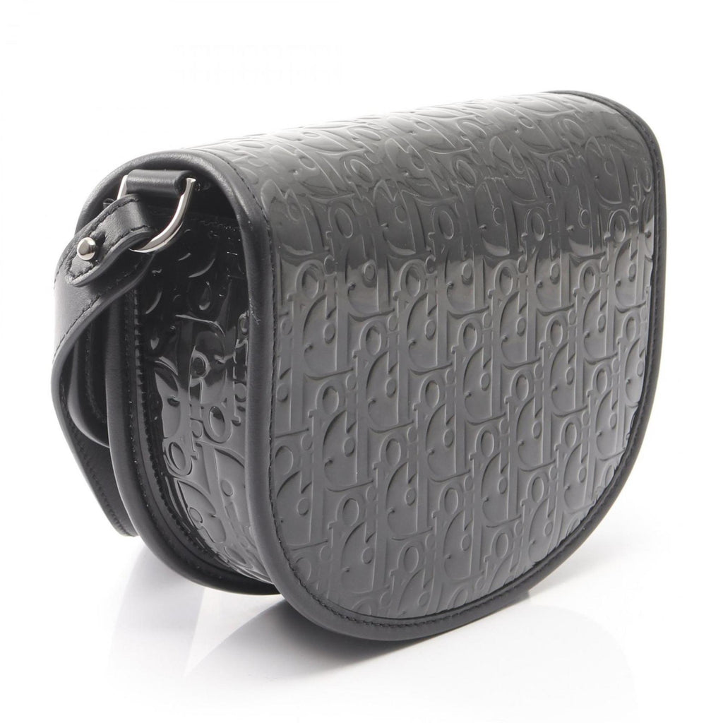 Christian Dior Gallop Flap Messenger Bag Leather Black Patent_Leather Crossbody Bag Bag (Pre-Owned)