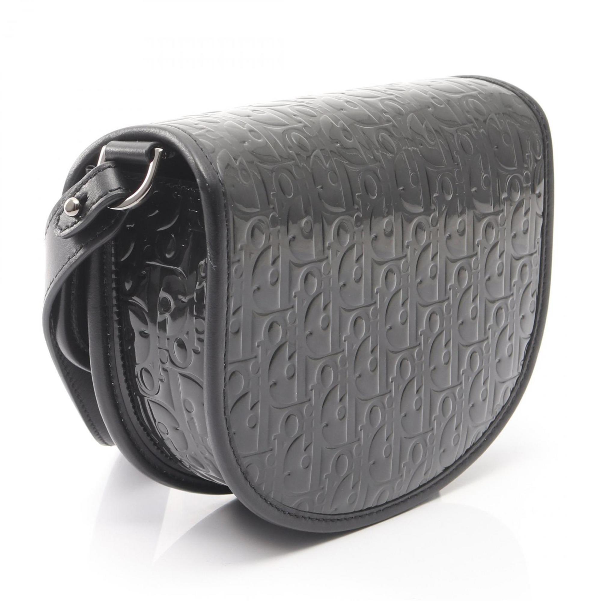 Christian Dior Gallop Flap Messenger Bag Leather Black Patent_Leather Crossbody Bag Bag (Pre-Owned)