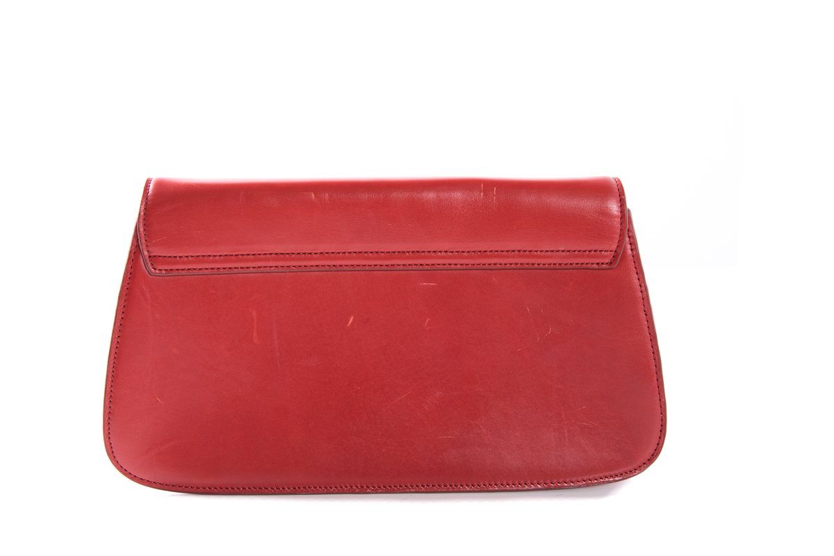 Mark Cross Red Leather Clutch with Shoulder Chain