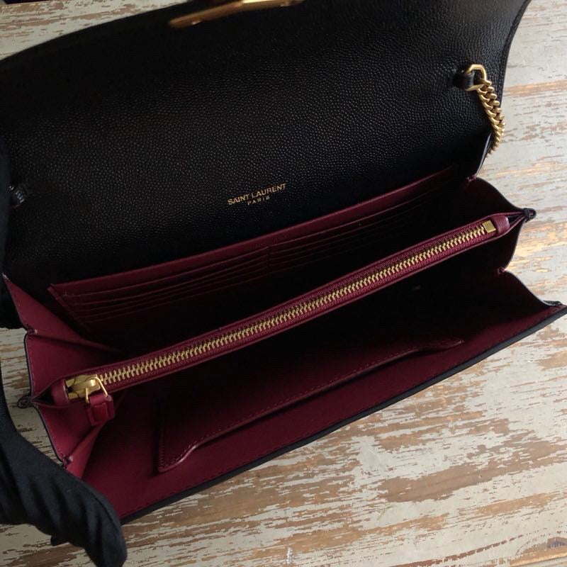 Saint Laurent Cassandra Flap-Front Crossbody Bag Black For Women 8.7in/22cm YSL 