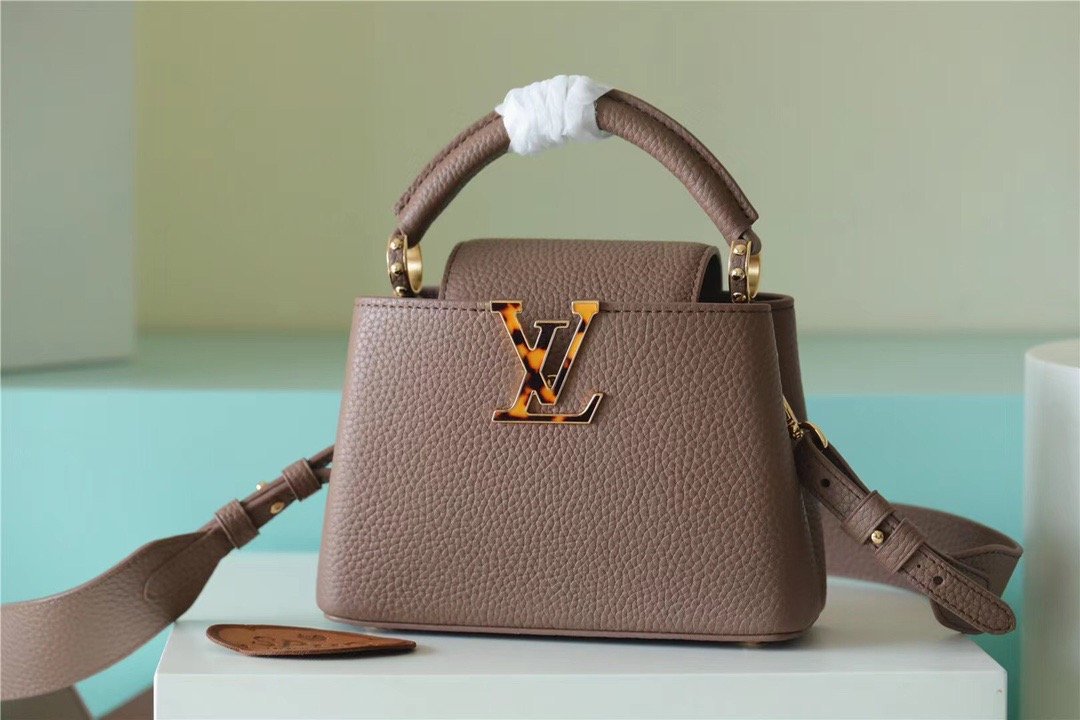 Louis Vuitton Capucines Mini Taurillon Light Brown For Women,  Shoulder And Crossbody Bags 21cm/8.3in Louis Vuitton M56071
