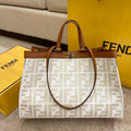 FI X-tote Bag White Canvas For Women, Handbags, Shoulder Bags 16.1in/41cm FF 8BH374