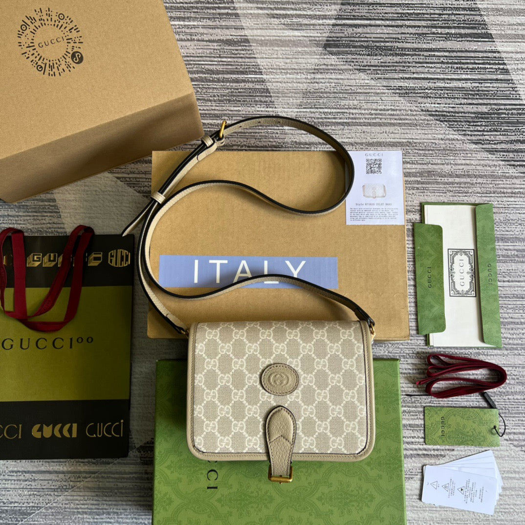 Mini Shoulder Bag With Interlocking G Beige For Women, Women’s Bags 7.9in/20cm Ã¢â‚¬Å½671620 UULBT 9683